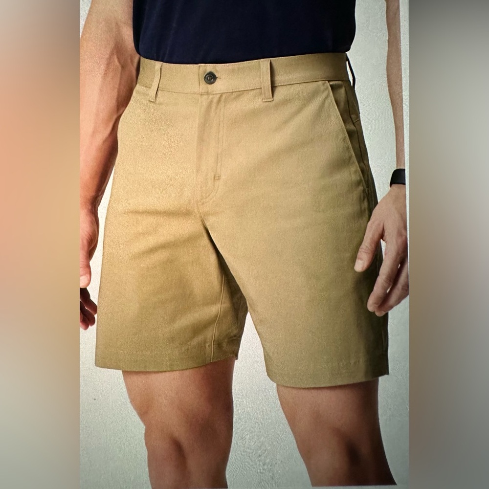 Fabletics Men's The High Side Tan Shorts - 35 Waist